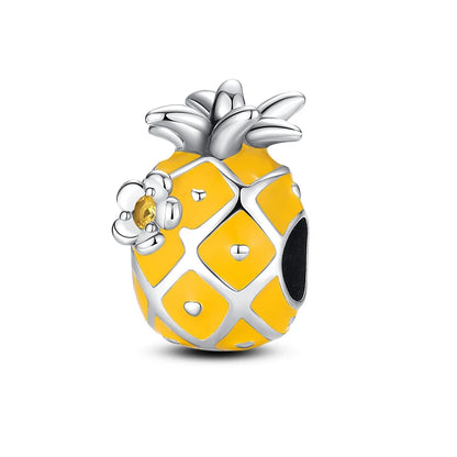 Charms de Plata 925 Frutas (Fresa, Cereza, Manzana y Aguacate) – Abalorios Coloridos para Pulseras Originales