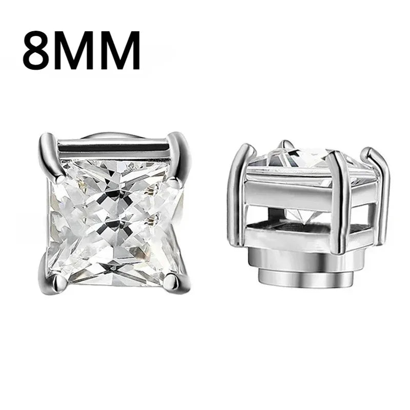 Pendientes Magnéticos de Cristal Unisex | Aros Punk con Zirconia | Joyería sin Perforación para Hombres y Mujeres