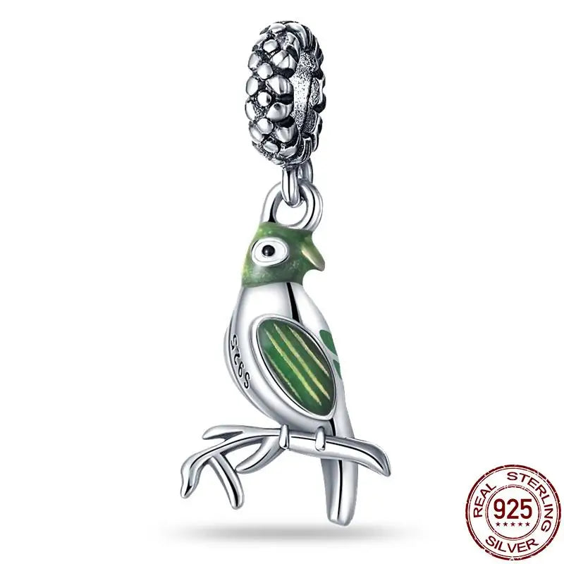 Charm camaleón y luciérnaga en plata 925 – Dije animal brillante, compatible Pandora, pulsera y collar mujer