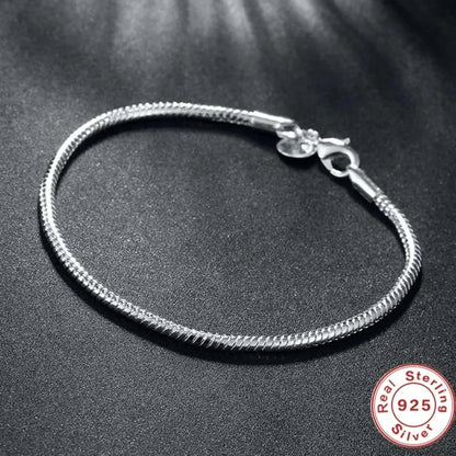 Pulsera de plata 925 estilo serpiente – Joyería fina hecha a mano, suave y elegante para mujer