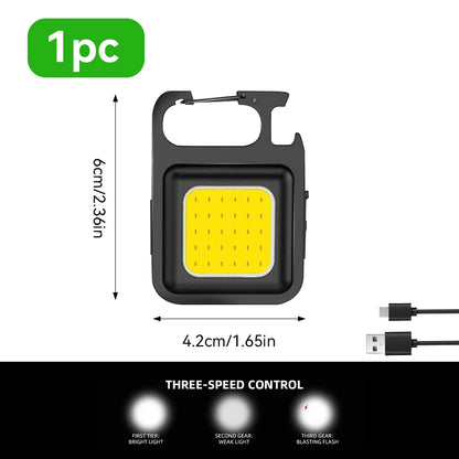 Mini Linterna LED COB Recargable USB – Llavero Portátil con Imán, 4 Modos de Luz para Camping, Pesca y Emergencias