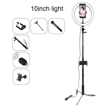 Anillo de luz LED regulable con trípode – Luz de estudio para cámara, teléfono y video con control de brillo para selfies y streaming