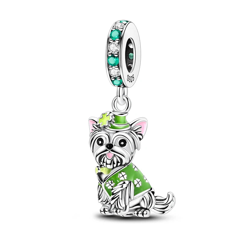 Charm de Plata S925 Hamster, Terrier y Princesa – Abalorios Brillantes para Pulseras Originales 3mm