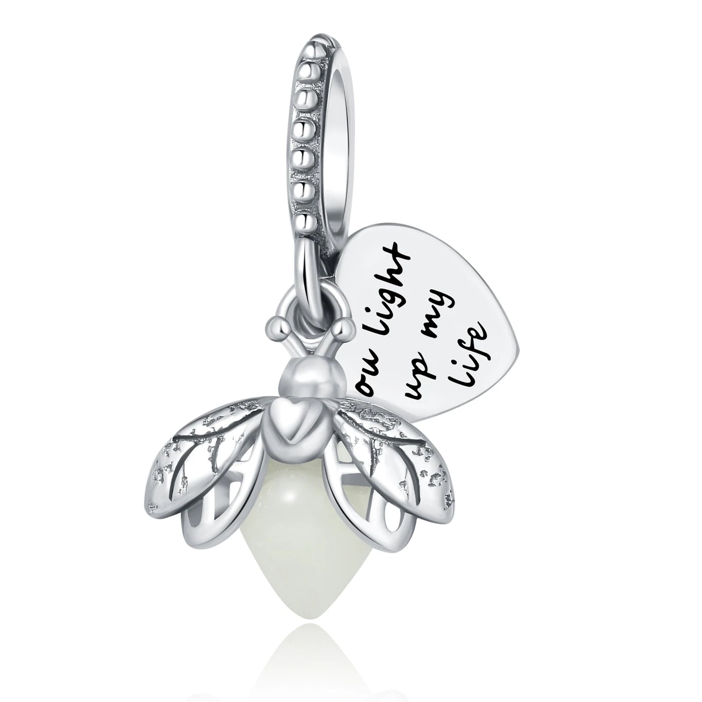 100% 925 Sterling Silver Creative Blue Luminous Firefly Charms Pendants Fit Qikaola 925 Original Bracelets DIY Birthday Jewelry