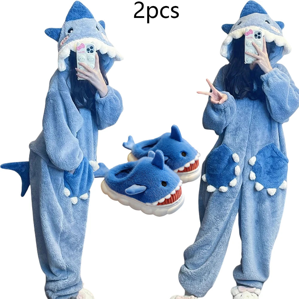 Pijama Enterizo Mujer Tiburón Unicornio | Kigurumi Invierno Cosplay