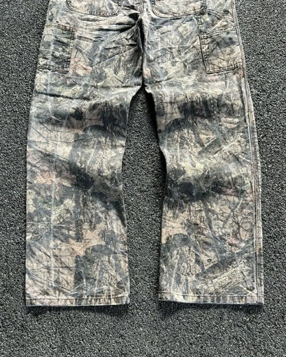 Jeans Camuflados Y2K Hombre | Pantalones Vaqueros Oversize Rectos Wide Leg Estilo Hip Hop Streetwear Retro