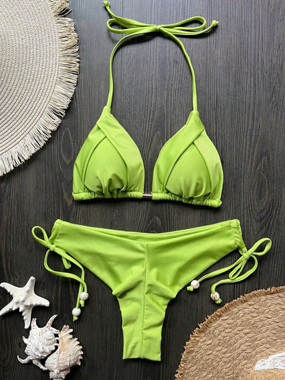 Bikini Brasileño Mujer 2025 | Traje de Baño Sexy Push Up Triángulo 13 Colores