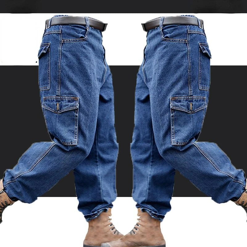 Pantalones Overol Hombre Trabajo | Workwear Denim Algodón Grueso Resistente con Bolsillos Múltiples