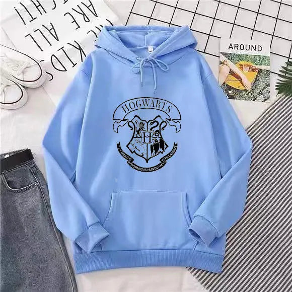Hoodie Oversize Hogwarts | Sudadera Y2K Estampada Harry Potter Otoño Invierno