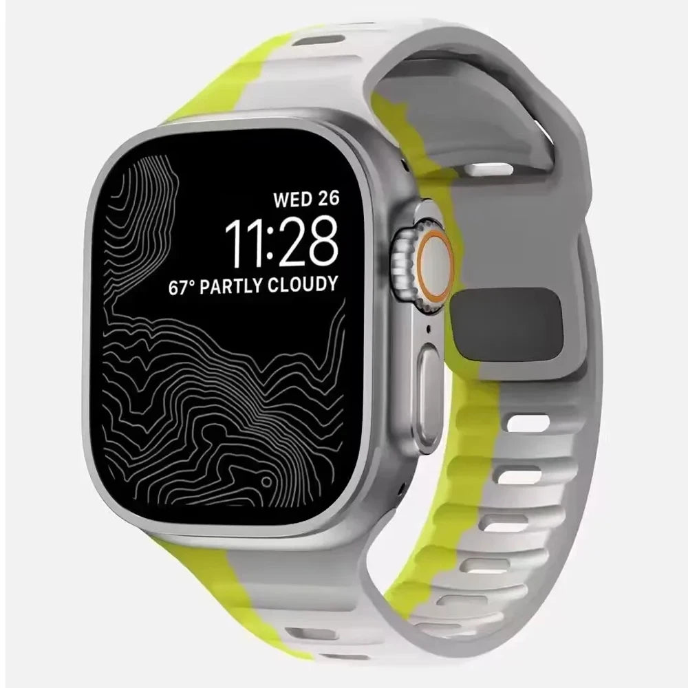 Correa de silicona suave para Apple Watch – Compatible Ultra 49mm y Series 8-3, SE (38mm-45mm)