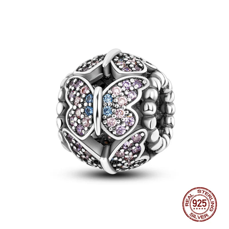 Charm Mariposa de Plata 925 | Dije para Pulsera o Collar 3mm Mujer Joyería Fina