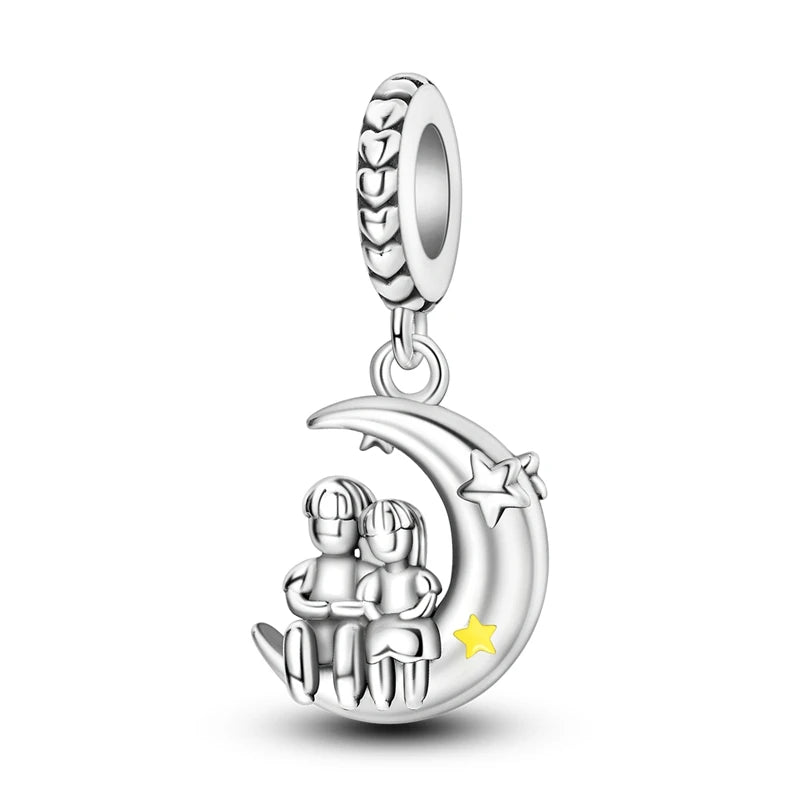 Original 925 Sterling Silver Mother's Love Embrace Charms Beads Pendants Fit S925 Bracelet Necklace Fine DIY Jewelry