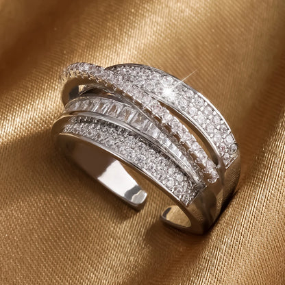 Anillo Estrella Multicapa con Circonia – Joyería de Cobre Chapada en Oro 18K para Mujer, Regalo Elegante