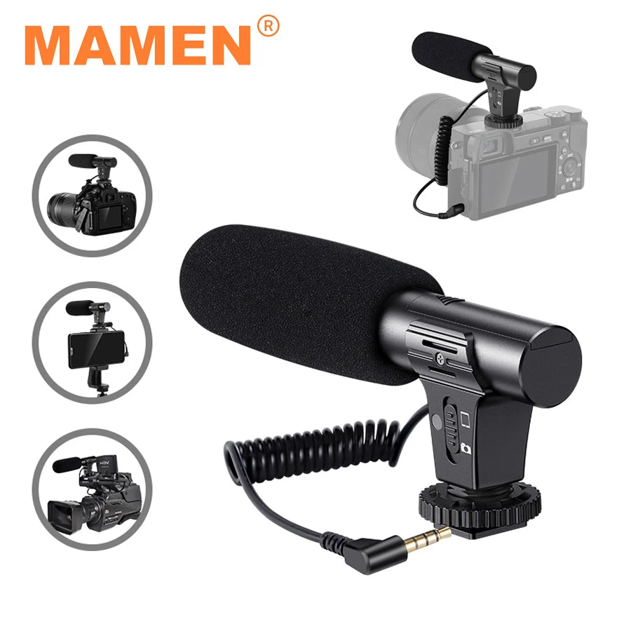 Micrófono MAMEN KT-G1 para grabación – Plug & Play con cable largo para cámara, móvil, vlog y podcast