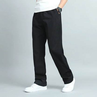 Pantalones Casuales de Algodón para Hombre – Tallas Grandes, Corte Suelto, Rectos, Múltiples Bolsillos, Jogger Largo, Verano y Otoño
