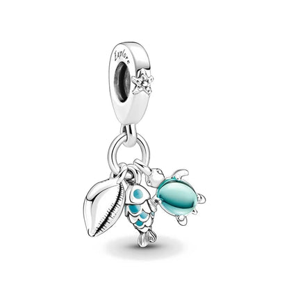 Charm pulpo azul en plata 925 – Colgante con cuentas, compatible Pandora, pulsera DIY mujer