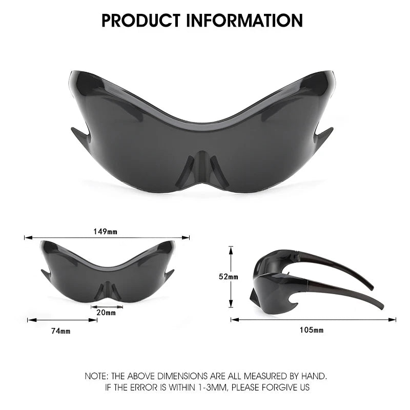 Gafas de Sol Deportivas Y2K Unisex | Estilo Punk de Lujo Una Pieza UV400 Hip Hop Ciclismo