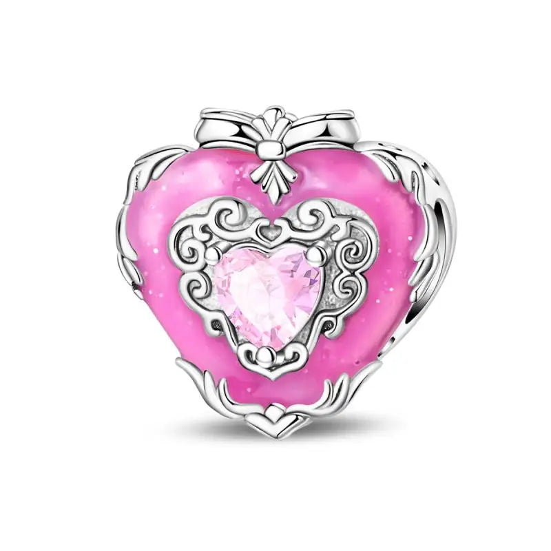 Charm Espejo Mágico Princesa Ángel Rosa en Plata 925 – Beads Compatibles Pandora Mujer Joyería DIY