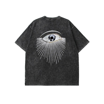 Camiseta Oversize Mujer Algodón Lavado | Estampado Leopardo Moda Y2K Manga Corta