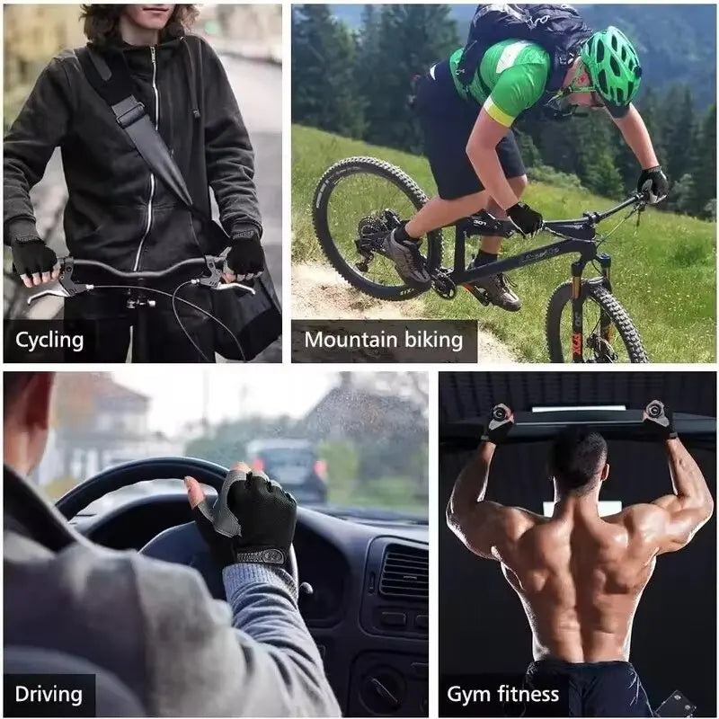 Guantes Deportivos Unisex Medio Dedo – Transpirables, Antideslizantes y Absorbentes de Impactos para Ciclismo, Gimnasio y Outdoor
