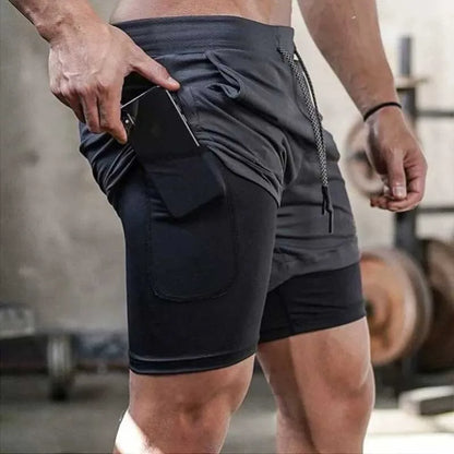 Short Deportivo Hombre 2 en 1 | Shorts de Running, Gimnasio y Entrenamiento | Secado Rápido Verano