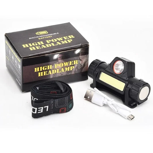 Linterna Frontal Recargable USB LED COB | Faro de Cabeza Súper Brillante, Magnético, Impermeable para Pesca y Actividades al Aire Libre
