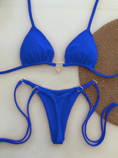 Bikini Blanco Mujer 2025 | Traje de Baño de Cintura Baja con Cordón