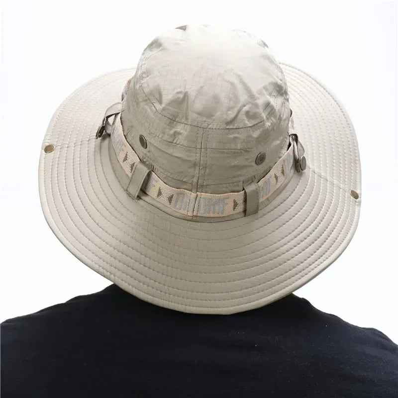 Sombrero de Verano para Hombre | Bucket Hat Outdoor con Protección UV, Ala Ancha, Estilo Safari y Pesca