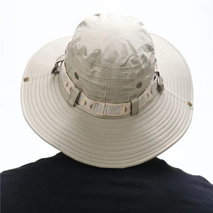 Sombrero de Verano para Hombre | Bucket Hat Outdoor con Protección UV, Ala Ancha, Estilo Safari y Pesca