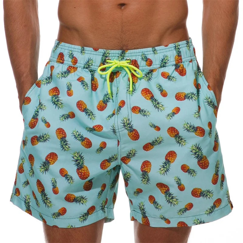 Bañador Hombre Piña 3D | Shorts Playa Hawaianos Verano Secado Rápido – Surf y Natación Tropical