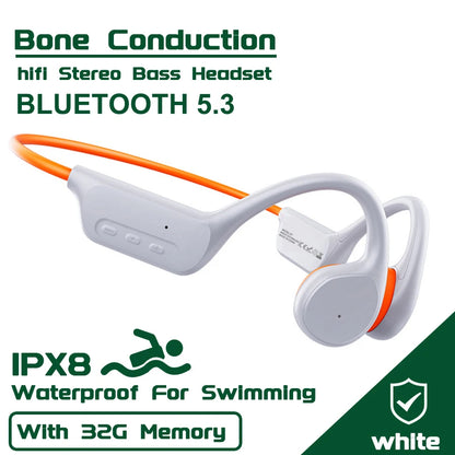 Auriculares de conducción ósea S10 Bluetooth 5.4 – Inalámbricos, impermeables IPX8, con MP3 y 32GB