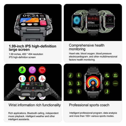 Smartwatch Deportivo GPS 1.99" HD EGC+PPG con Llamadas Bluetooth, Monitoreo Salud, NFC y 100+ Modos Deportivos – Compatible iOS/Android