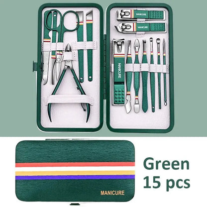 Set de Manicure y Pedicure Portátil 6-18 Piezas Ouriner | Kit de Cuidado Personal con Tijeras de Cejas y Cortauñas