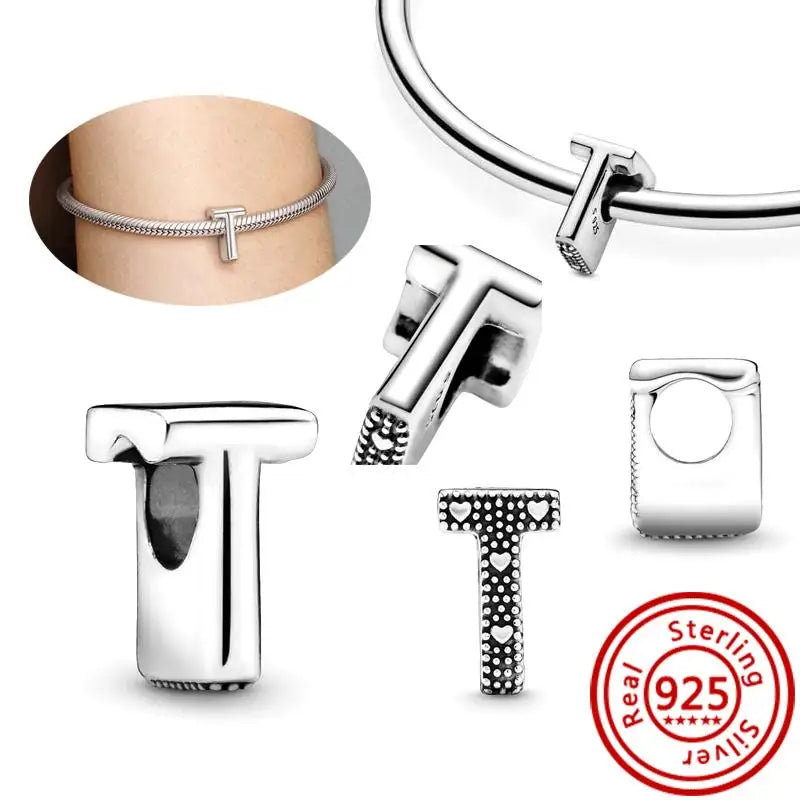 Charm Letras A–Z Plata 925 | Alfabeto Completo | Compatible Pandora Pulseras DIY