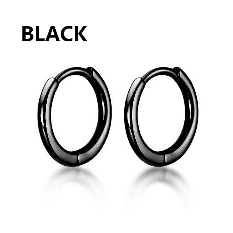 Aretes Punk de Acero Inoxidable Negro – 1 Par de Pendientes Unisex Estilo Hip Hop Vintage