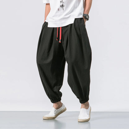 Pantalones Harem Hombre 2025 | Lino Suelto Oversize Estilo Chino Casual