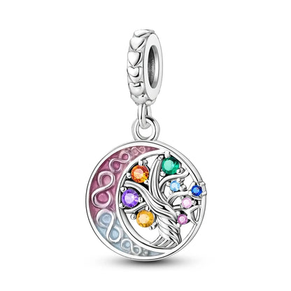 Charm Corazón Mamá e Hija en Plata 925 – Colgante Clásico para Pulseras Tipo Pandora, Regalo Día de la Madre