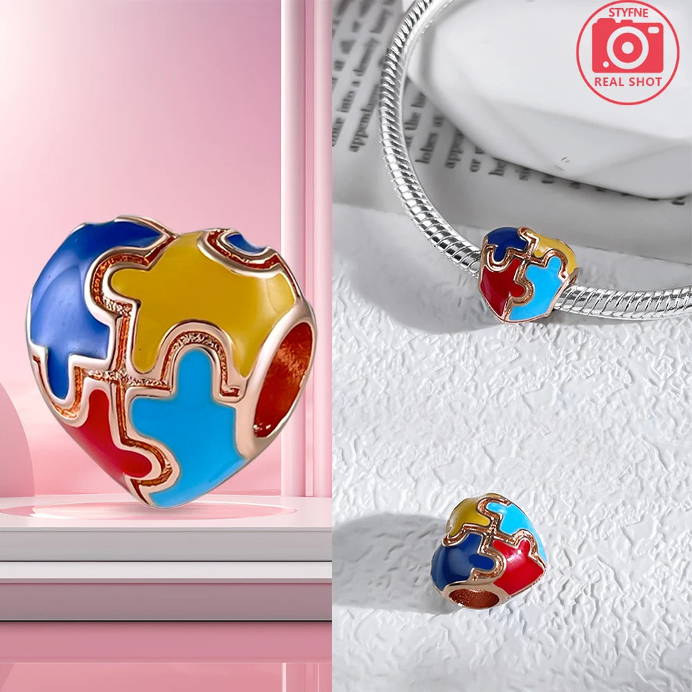 Charm Colgante Pareja Plata 925 y Oro Rosa | Compatible Pandora Original | Pulsera o Collar Mujer