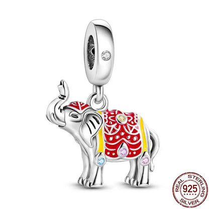 Charm camaleón y luciérnaga en plata 925 – Dije animal brillante, compatible Pandora, pulsera y collar mujer