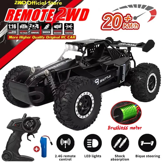Coche RC 2.4GHz con Luces LED | Auto de Control Remoto 2WD Alta Velocidad Todoterreno para Niños