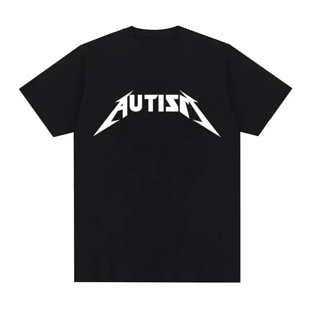 Camiseta Autism Metal Rock Meme | Hombre y Mujer | Hip Hop Oversized Manga Corta Verano