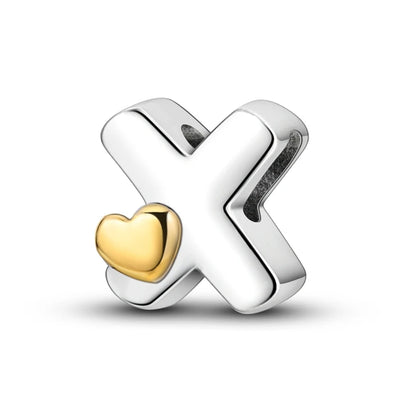 Charm letras alfabeto inglés de plata 925 – Colgante inicial A-Z para pulsera tipo Pandora, joyería DIY personalizada