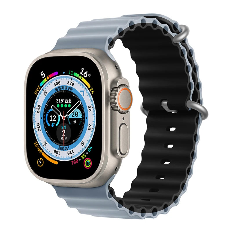 Correa Ocean de silicona para Apple Watch – Compatible Ultra 2, Series 10-5 (38mm-49mm)