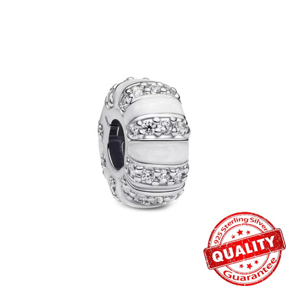 Charm de Plata 925 Trébol Azul Degradado y Flor Iris Rosa – Abalorio Elegante para Pulseras Originales