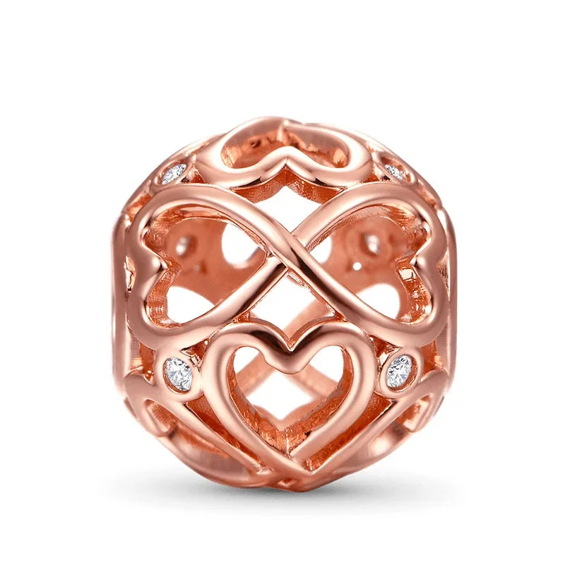 Charm Colgante Pareja Plata 925 y Oro Rosa | Compatible Pandora Original | Pulsera o Collar Mujer