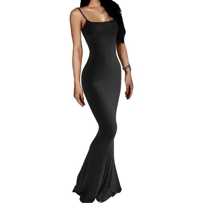 Vestido Largo Sexy Mujer Verano | Ajustado sin Mangas con Tirantes y Diseño Cola de Sirena Push Up