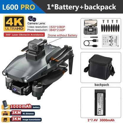 Drone Profesional L600 Pro Max GPS – Cámara Dual 4K HD, Estabilizador 3 Ejes, Motor Brushless, Evitación de Obstáculos, 5G WiFi RC