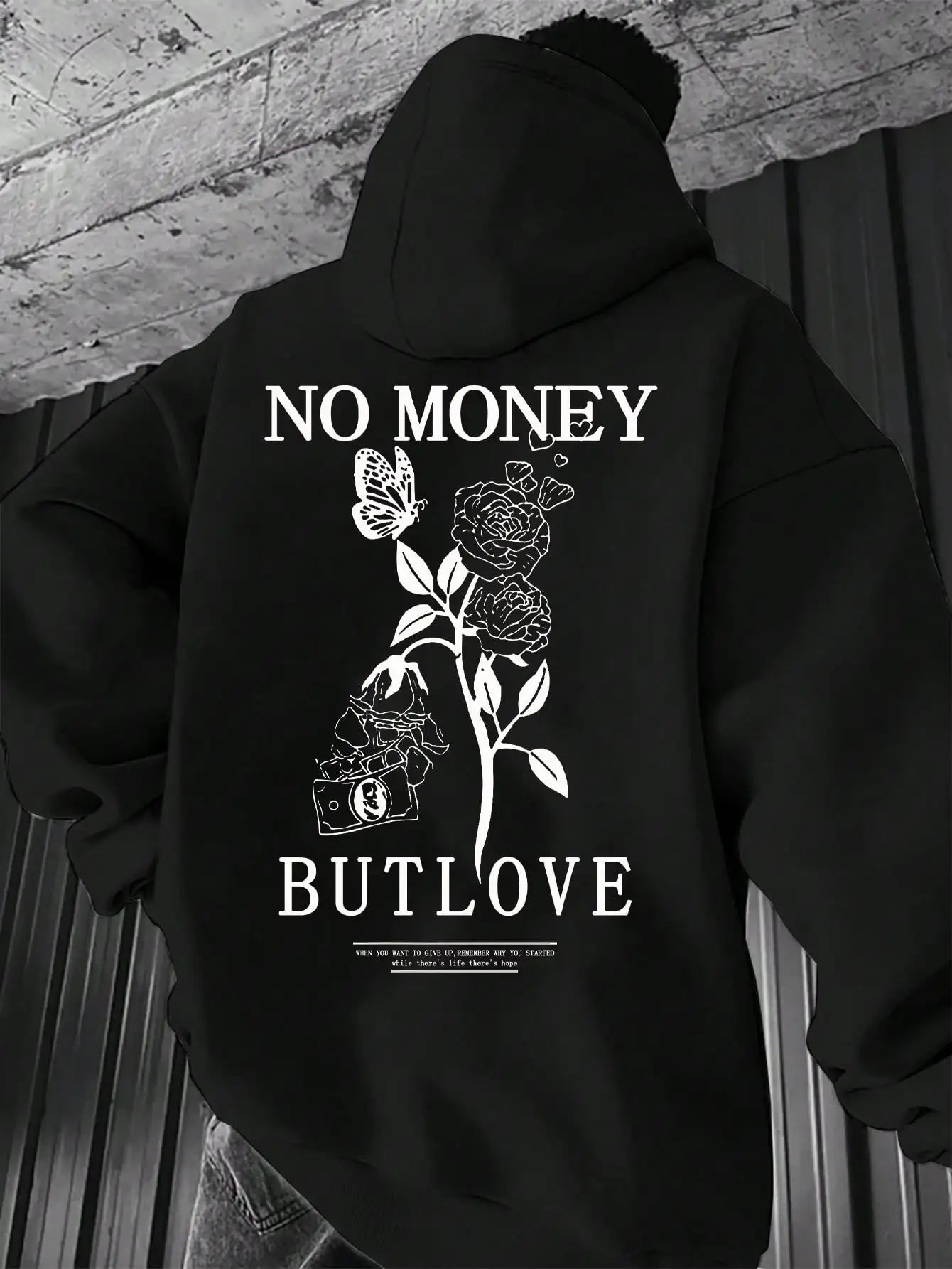 Hoodie Floral Pareja – Sudadera con Capucha Hombre Oversize, Estampado de Letras para Primavera y Otoño