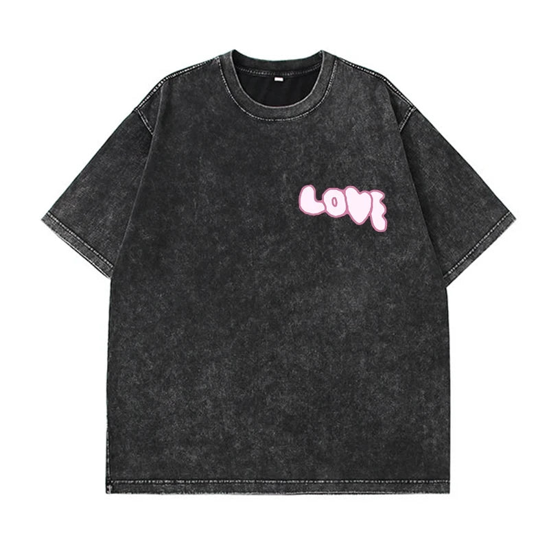 Camiseta Oversize Mujer Algodón Lavado | Estampado Leopardo Moda Y2K Manga Corta