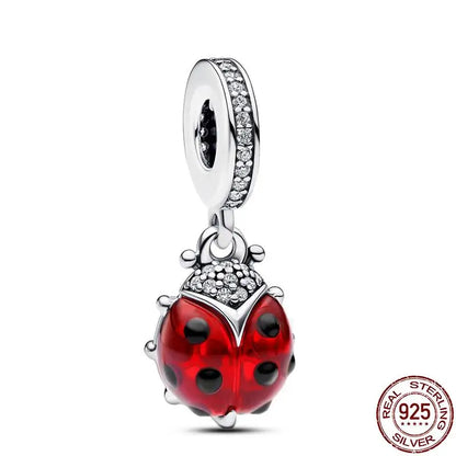 Charm camaleón y luciérnaga que brilla en la oscuridad – Plata 925 para pulsera tipo Pandora, joyería DIY única